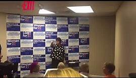 Anne Holton, wife of Sen. Tim Kaine, speaks to Clinton campaign volunteers during a canvassing...