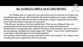 Ecofeminism | Vandana Shiva | Feminism