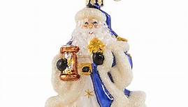 Celestial Santa Gem Hand Crafted European Glass Ornament