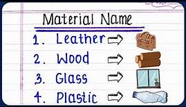 Material name in English | material name 10 | Types of MATERIALS for Kids