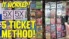 5 TICKET METHOD WORKED! $$$!! Lottery Scratch Off Tips