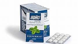 Epic Xylitol Chewing Gum - Sugar Free & Aspartame Free Chewing Gum Sweetened w/Xylitol for Dry Mouth & Gum Health (Peppermint, 12-Piece Pack, 12 Packs)