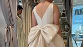 The Lulu dress in cream with the Bloom veil in green tones 💚 #CouCoubyMelOrlina #melorlina #lightweddingdress #duchesssatin #floralveil #bride #weddingdress | Mel Orlina Couture