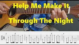 Help Me Make It Through The Night - Kris Kristofferson - Fingerstyle Guitar Tutorial Tabs and Chords