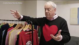 Gyles Brandreth shows off his collection of over 350 jumpers