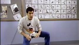 Tony Anselmo the voice of Donald Duck interacts with his character in 1988