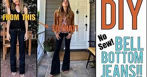 How to DIY Bad A$$ BELL BOTTOM Jeans!! (No-SEW) - by Orly Shani