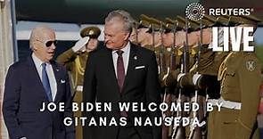 LIVE: Joe Biden welcomed by Lithuanian President Gitanas Nauseda