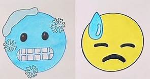 Cold Emoji 🥶 | Cold Sweat Emoji 😓 | Emoji Drawings