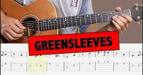 Greensleeves // Easy Guitar Tutorial (MELODY) + TAB