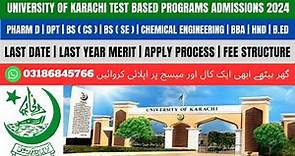 University of Karachi Admissions 2024 | UOK Admission 2024 | Fee Structure | Apply Process