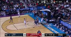 Elijah Saunders gathers miss for a big San Diego State dunk