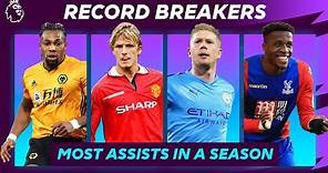 Most assists in a season ft. Traoré, Beckham, De Bruyne & Zaha | Premier League | Record Breakers