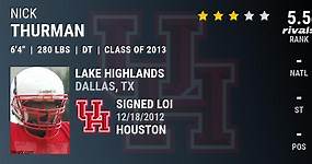 Nick Thurman 2013 Defensive Tackle Houston