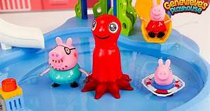 Peppa Pig Toy Learning Video for Kids - Peppa Pig Gets a New Pool and Goes Swimming!