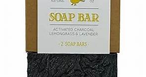The Yellow Bird Natural Charcoal Soap Bar for Face, Body, Acne, Oily, and Sensitive Skin. (2 Bars)