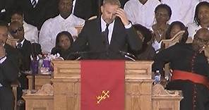 WHITNEY HOUSTON FUNERAL: Kevin Costner fights back tears and gets standing ovation