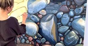 My studio is currently filled with beach stone paintings! | Katharine Burns Art