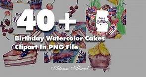 Birthday Watercolor Cakes In PNG Download For Free