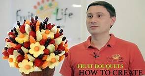 How to create fruit bouquets. Edible arrangements process.