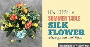 Learn to make a Rose Silk Flower Summer Table Arrangement | Beginner Florist with Artificial Flowers