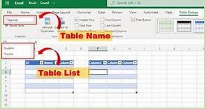 MS 365 how to insert a table, name the table in excel and find the list of the table within excel