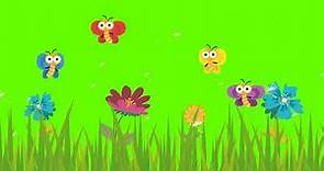 Butterfly fly in the flower garden cartoon animation / Free Green Screen Cartoon Characters