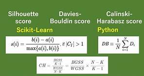 Cluster validation: Silhouette score, Davies-Bouldin score, Calinski-Harabasz score - [Python]
