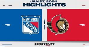 NHL Highlights | Rangers vs. Senators - January 27, 2024
