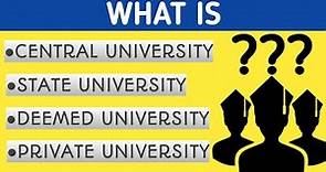 What is central | state | Deemed & Private university