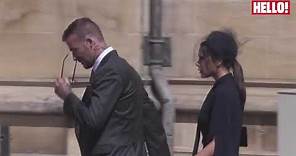 David and Victoria Beckham arrive at the royal wedding