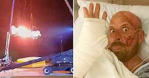 AGT stuntman Jonathan Goodwin’s horrific accident caught on video as he’s ‘slammed between cars’ that go up in