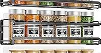 Bunoxea Spice Rack wall mounted 4 Pack, Space-Saving Spice Organizer for Spice Jars and Seasonings,Screw or Adhesive Hanging Spice Rack Organizer for Your Kitchen Cabinet,or Pantry Door