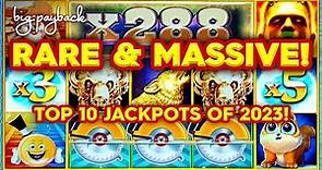 RARE & MASSIVE! Top 10 MOST EXCITING Slot Jackpots 2023 - THIS IS WHY WE WATCH!