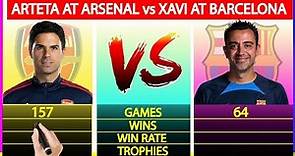 Mikel Arteta at Arsenal vs Xavi Hernandez at Barcelona Stats Comparison - Who is the BEST Manager?