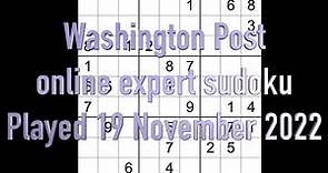Sudoku solution – Washington Post online sudoku 19 November 2022 Expert level