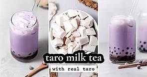 Creamy Taro Milk Bubble Tea | Brown Sugar Boba & Real Taro Root
