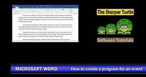 Microsoft Word - How to create a program for an event