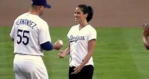 Olivia Munn Throws First Pitch at Dodger Stadium - Actress from HBO's The Newsroom & Fox's New Girl