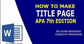 How to Make a Title Page: APA 7th edition | APA Style 7th Edition: Student Paper Formatting