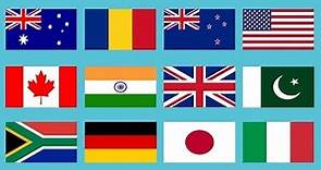 All country flags with names in the world 2019.