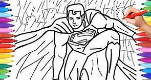 Superman Coloring Pages for Kids, How to Draw Epic Superman in the Rain, Superheroe Drawing