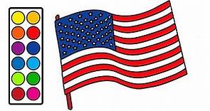 How To Draw USA Flag Coloring Pages For Children | Easy To Draw American Flag