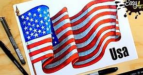 Cómo dibujar la bandera de Estados Unidos / How to draw the United States flag/ PARTE 2