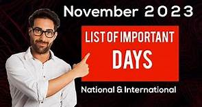 November 2023: Full List of important National and International Days -Special days in November 2023