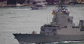 Spanish Navy Alvaro de Bazan Class Frigate CRISTOBAL COLON F105 transits Istanbul towards Black Sea