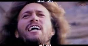 Bee Gees - Stayin' Alive [Lyrics Video oficial Subtitulos en Español]