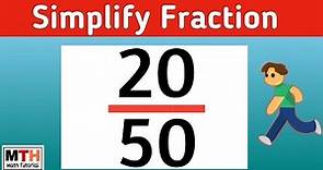 Simplify the fraction 20/50