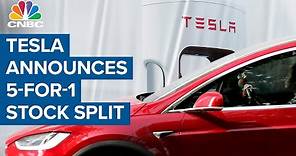 Tesla announces a 5-for-1 stock split
