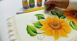 Tutorial De Pintura Como Pintar Girasoles / How To Paint Sunflowers / Como Pintar Girassóis